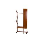 Movable Soild Wood Coat Coat Hanger Stand With Turning Mirror / Shelves