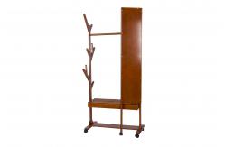 China Movable Soild Wood Coat Coat Hanger Stand With Turning Mirror / Shelves supplier