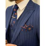 Mens Striped Sax Slim Fit Three Piece Tuxedo For Wedding