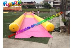 China 50M Single Lane Pink Inflatable Water Splash Slip Slide With Pool supplier