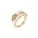 Enamel Gold Plated Snake Ring Open Women Zircon Adjustable Engagement Ring