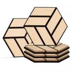 Hexagon Acoustic Wood Slat Panels PET Hexagon Wall Panel for sale