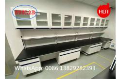 China Customized  Chemical Lab Workbench Supply with Steel C-frame and Multiple Cabinets supplier