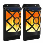 Black Flickering Flame Solar Wall Lights Rechargeable Battery for sale