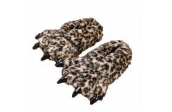 China Home Lifelike Leopard Printed Plush Warm Fur Shoes supplier