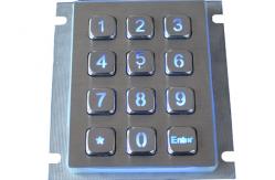 China Illuminated 12 Keys Metal Keypad Customized Blue Backlit 4x3 2.0mm Long Stroke supplier