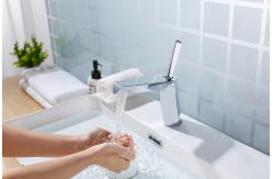 China Brushed Bathroom Basin Faucets Countertop Hot And Cold Tap Mixer supplier