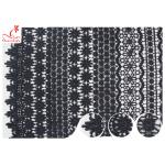 120CM Width Eco Dyeing Black Lace Fabric With Floral Pattern High Color Fastness for sale