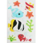Die Cut 3D Puffy Stickers ,  Offset Printing Puffy Fish Stickers For Books for sale