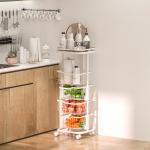 Foldable Design Steel Storage Trolley , 3 Tier Rolling Utility Cart Multifunctional