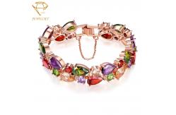 China Teardrop Crystal 5.9 Inches Ladies Tennis Bracelet Rose Gold Plating supplier