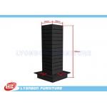 China Shop Black MDF Four Sided Garment Display Stand Portable With Hanging Slots for sale