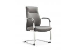 China 68*64*114 Genuine Leather Office Chair Chrome Steel Frame supplier