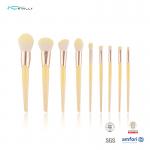 9 PCS Plastic Makeup Brushes Yellow Hair blending Cosmetic Brush Set for sale