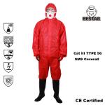 SPP Polypropylene Disposable Protective Coverall Breathable Type 5 6 Coverall for sale