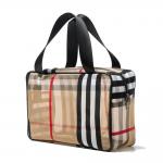 Travel Khaki PVC Stripe Mesh Makeup Bag For Women for sale
