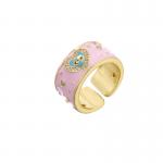 Adjustable Dripping Oil Rings 18 Karat Gold Cubic Zirconia Ring CZ Evil Eye Love Heart for sale