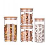 High Borosilicate Glass Spice Storage Containers with Bamboo Lids for sale
