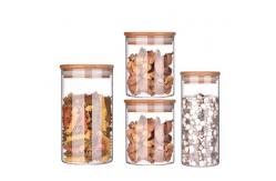 China High Borosilicate Glass Spice Storage Containers with Bamboo Lids supplier