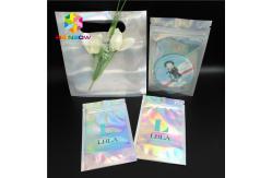 China Hologram Zipper Customized Paper Bags Holographic Stand Up CMYK For Cosmetics supplier