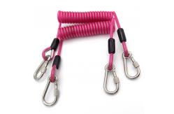 China Professional Adjustable Retractable Safety Plastic Coated Spring Steel Coiled Tool Lanyard supplier