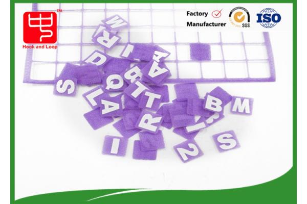 Customed Square Alphabet Letters nylon hook loop For Kid Toys