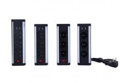 China Aluminum  Desk Mount Power Strip Two USB Charger Power Overload Protection supplier