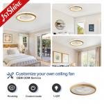 Imitation Wood Grain Finish 23 Inch DC Motor LED Bedroom Ceiling Fan