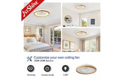 China Imitation Wood Grain Finish 23 Inch DC Motor LED Bedroom Ceiling Fan supplier