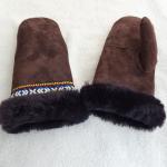 Ski Leather Mitten Gloves Mitten Top Layer Suede Touch Screen Customized Size for sale