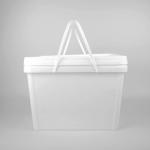 Square Bucket White 20L Plastic Pail With Lid for sale