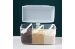 China 3 Compartment Rectangle Kitchen Seasoning Box With Spoon supplier
