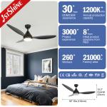 High RPM Large Airflow Plastic Dimmable Remote Control Ceiling Fan With LED Light