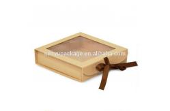 China Chocolate Truffle Kraft Gift Box With Window Magnetic with Silk Ribbon supplier