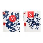 Flower White Printed Personalized Notebooks With Pen , Custom Notepads for sale
