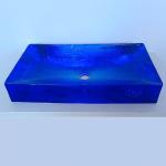 Glazed Glass Bathroom Wash Basins Sky Blue Color 40KG Weight Vessel Sinks for sale