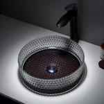 Artwork Glass Vessel Basins Crystal Modern With Black Bottom for sale