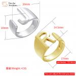 Gold Plated Adjustable Initial Letter Ring Custom Alphabet Chunky Jewelry