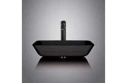China Acid Matt Tempered Glass Sink Dark Grey 20inch Black Counter Top Basin Rectangular supplier
