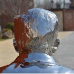 Outside Stainless Steel Sculpture Casting Mirrored Figure And Globe