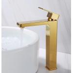 Polished Golden Brass Sanitary Ware Faucet Single Handle Wash Basin Tap for sale