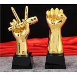 Handmade Custom Trophy Cup Gold Plated In Boxing Matches Victory Fist Shape for sale