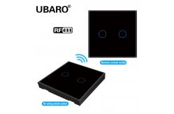 China 2 Button Wifi Button Switch Plastic Shell 433mhz Button Tempered Glass Panel supplier
