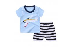 China Summer Kids Pajama Set Plain Animal Short Sleeve Tee And Shorts supplier