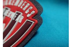 China Custom Logo Embossed Self Adhesive Clothing Patches , Silicone 3D Rubber Labels supplier