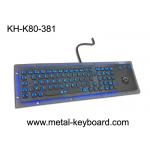 Rugged Vandal resistant Backlit Metal keyboard with track ball , USB interface and 80 keys for sale