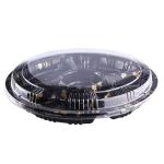 Clear Plastic Sushi Box Black Pattern Golden Maple Leaf 5 Compartments With Lid