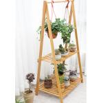 4 Tier Three Tier Bamboo Flower Pot Shelf Indoor Outdoor Foldable Hanging Pot Plant Shelves for sale