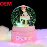 Custom Polyresin Princess Light Up Water Globe Princess Snow Globe  With Music Box for sale