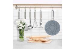 China FDA Kitchen Silicone Splatter Cover With Foldable Handle 33cm supplier